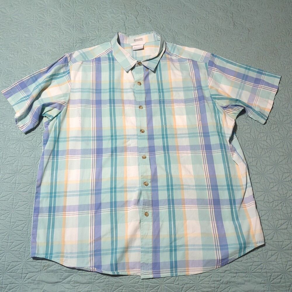 Lot of 2 Columbia Rapid Rivers Men's 2X Plaid Button-Down Short Sleeve Shirts